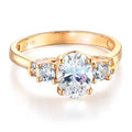 14k Yellow Gold CZ Oval Cut Three Stone Engagement Ring R688627