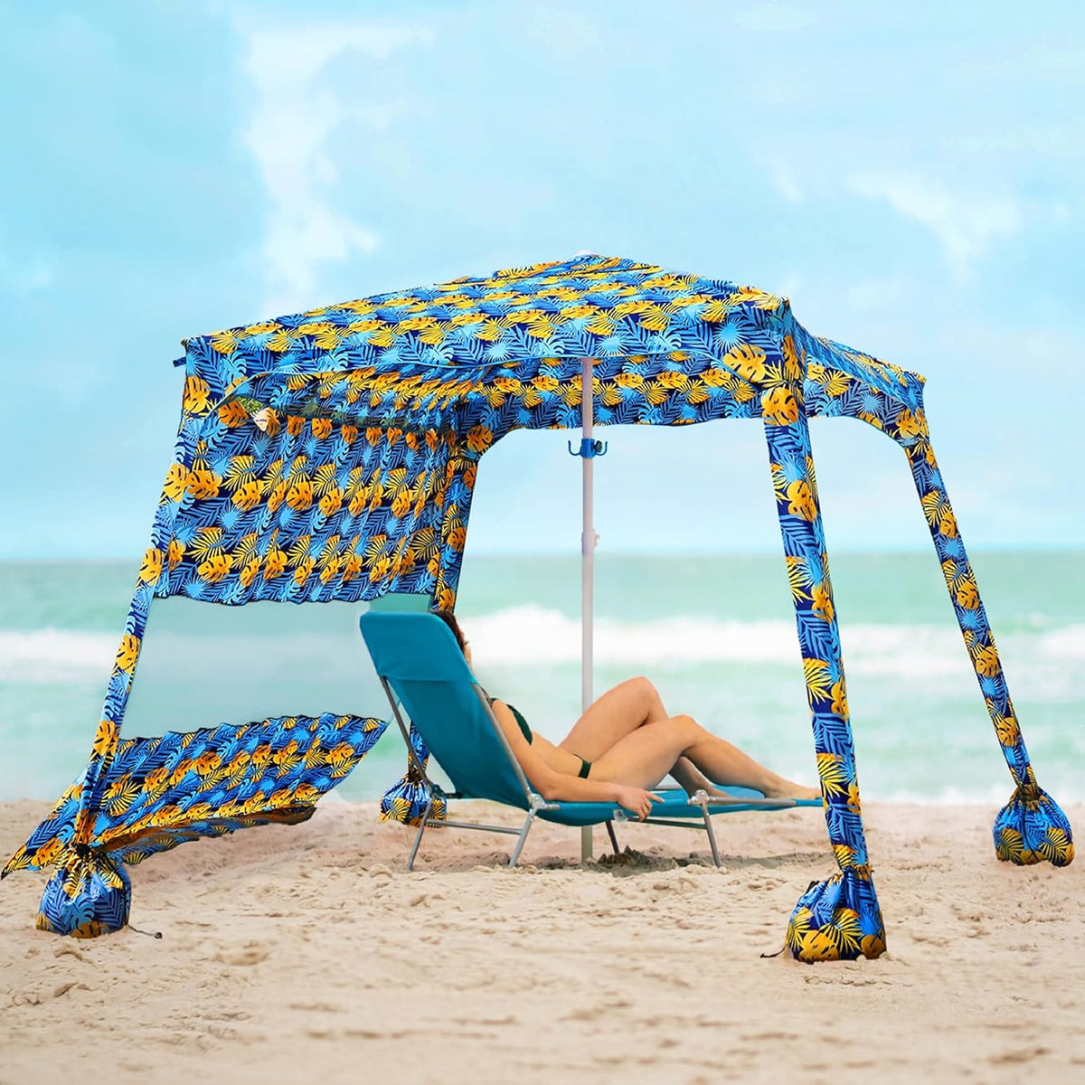Sky Blue 6' Beach Umbrella with Sand Pockets V188