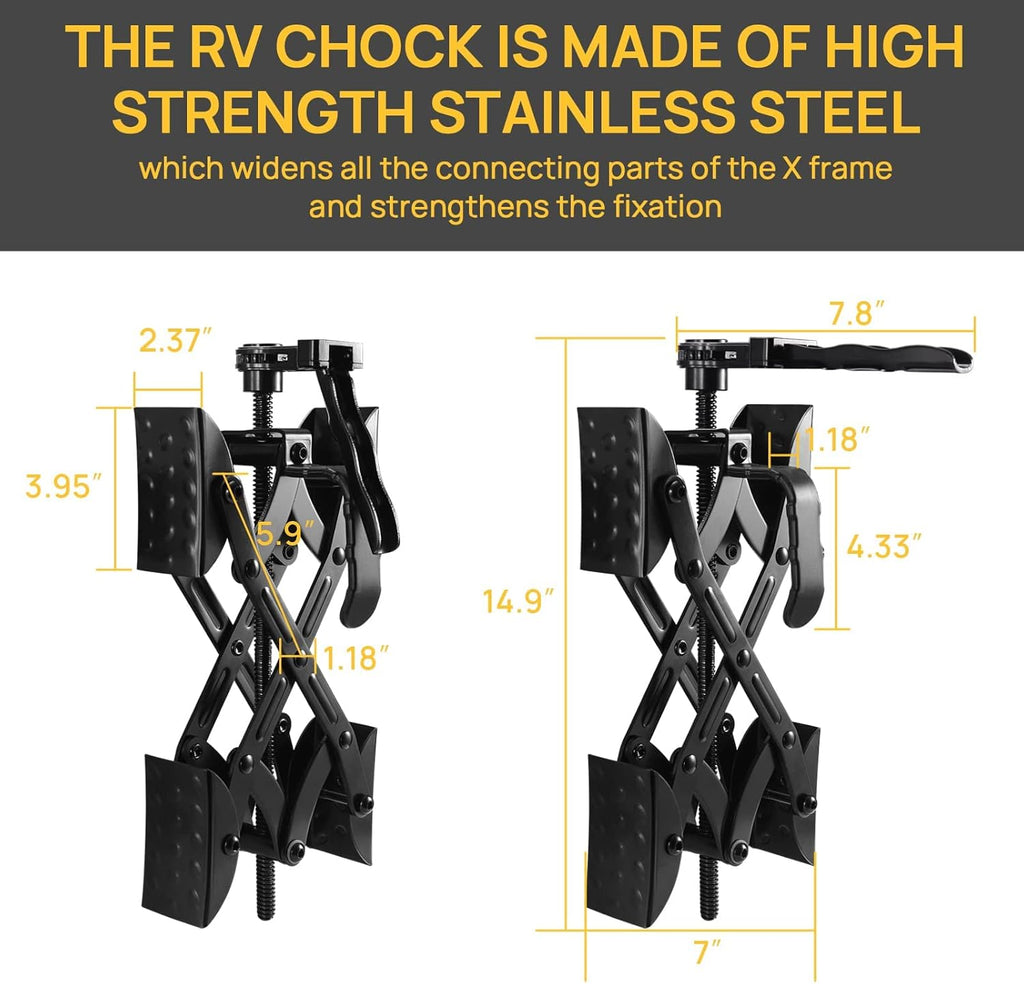 2 Packs RV Wheel Stabilizer with Integrated Wrench, Open 3'' to 10'' N4846