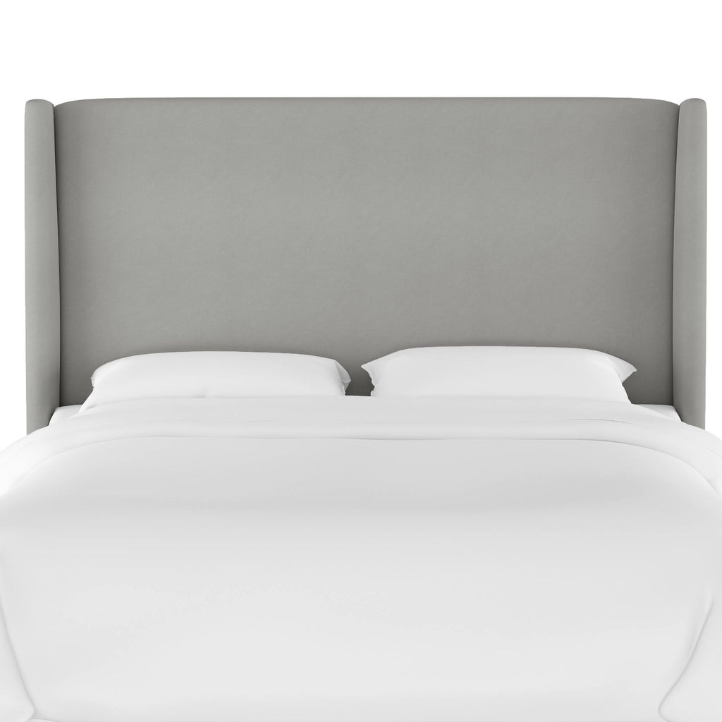 California King Wingback Headboard Medium Gray Velvet T1812