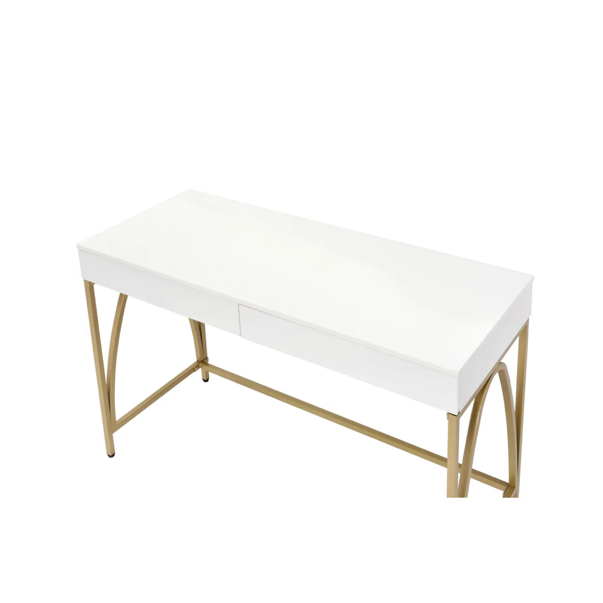 Rectangular Wooden Frame Desk with 2 Drawers and Metal Legs J3280
