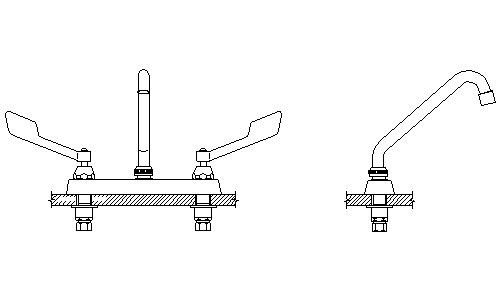 Two Handle Cast Deck-Mount Faucet A154597