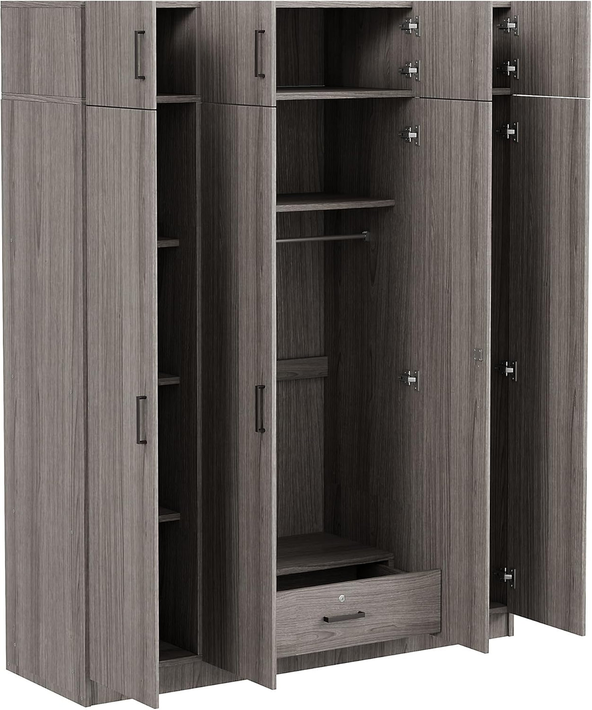 Gray 80.8" H Wooden Armoire Wardrobe with Drawer X43308