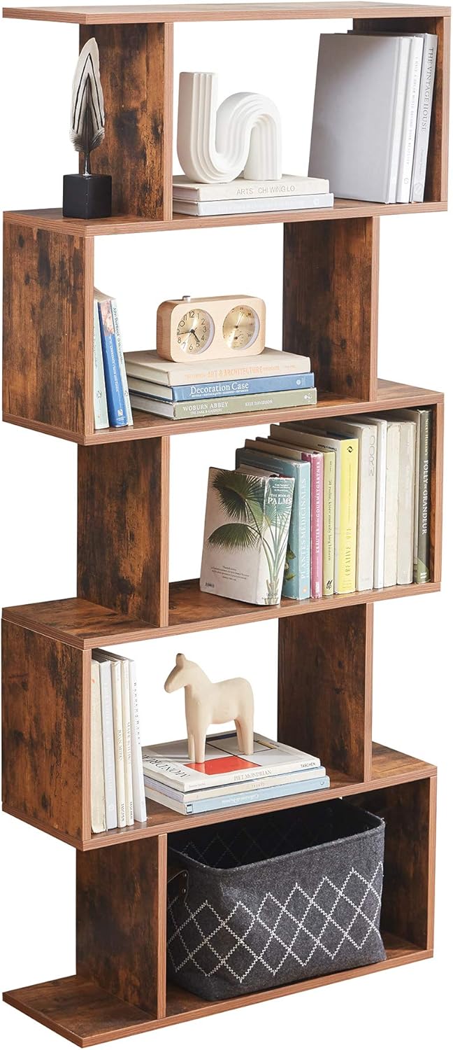 5-Tier Wood Bookcase White (Black) N716