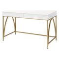 Rectangular Wooden Frame Desk with 2 Drawers and Metal Legs J3280