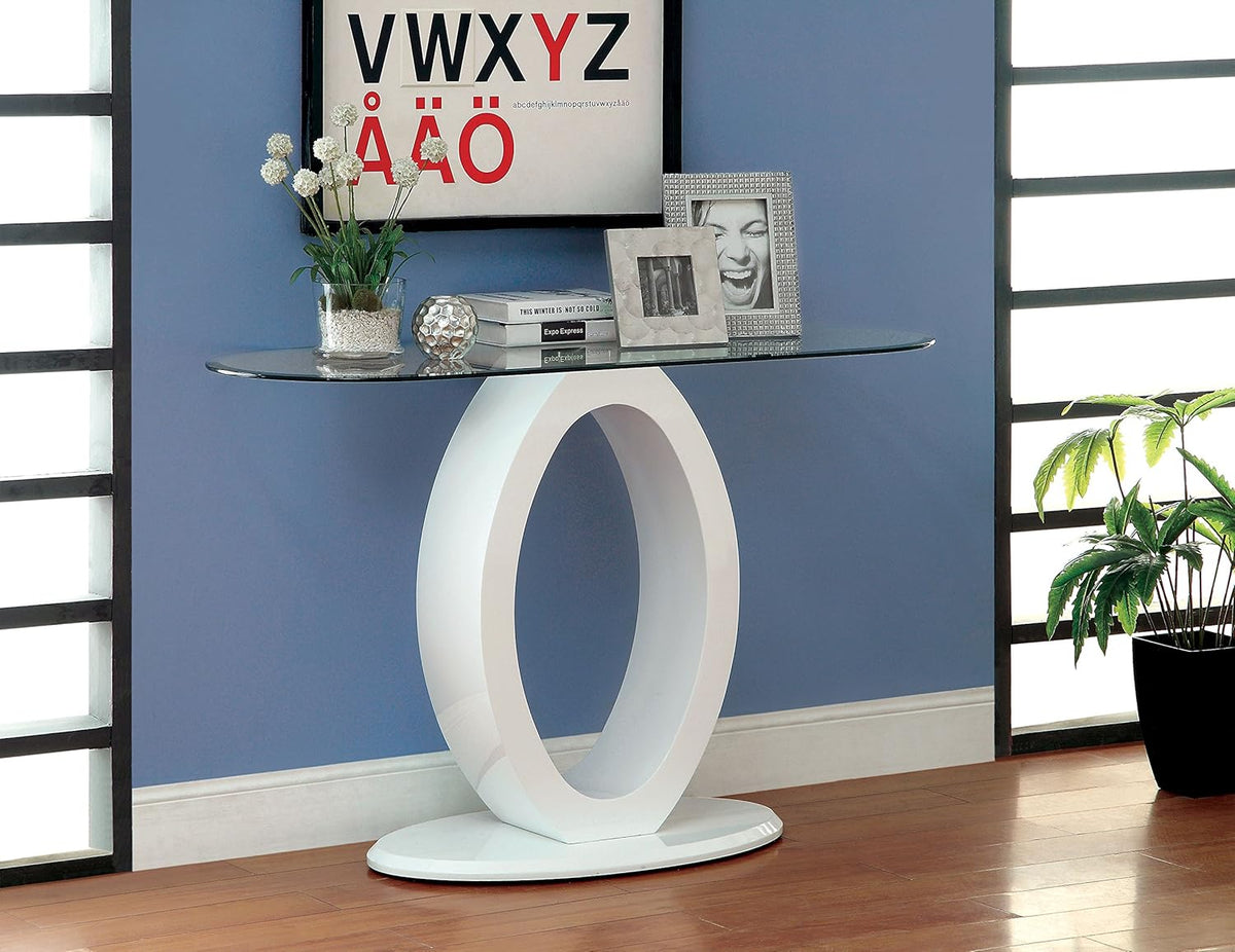 White Glass Top Sofa Table W740