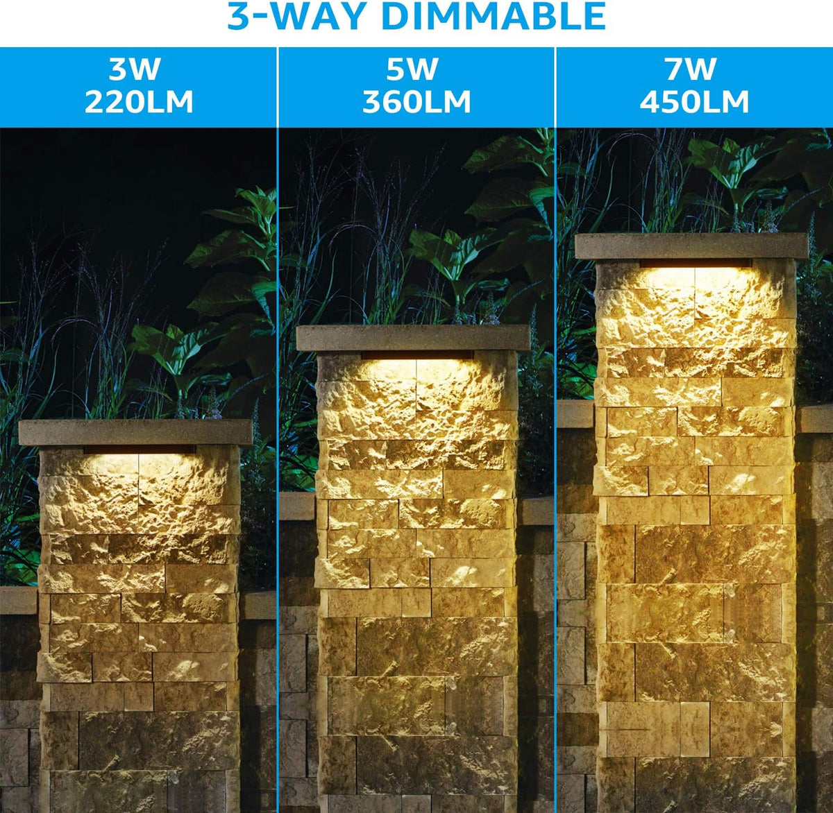 8-Pack 12 Inch Dimmable LED Hardscape Lighting 120° Swivel IP65 Waterproof 3000K A95271