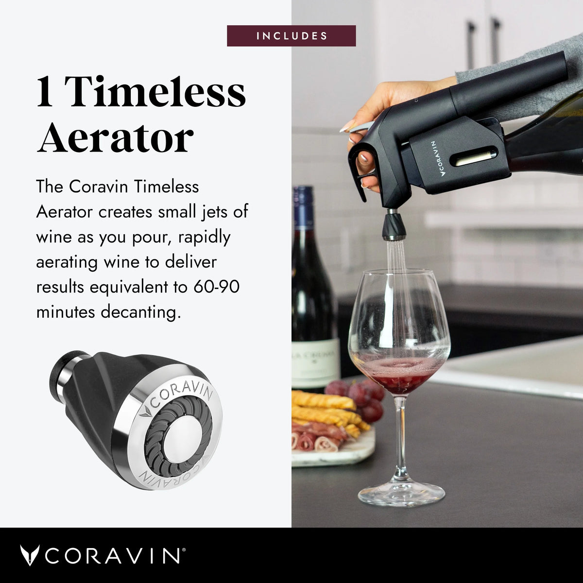 Burgundy Wine Preservation System with 3 Gas Capsules E853526