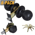 Black Entry Door Knob Combo Lock Set with Deadbolt 6-Pack V585