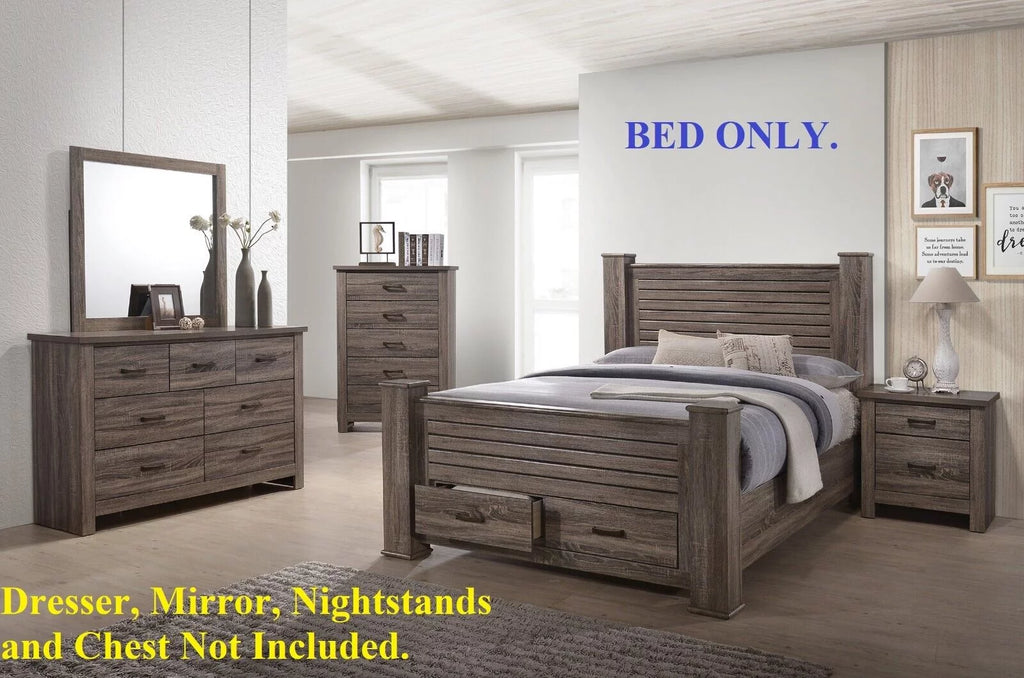 Queen Size Wood Bed with Storage Drawers N910512