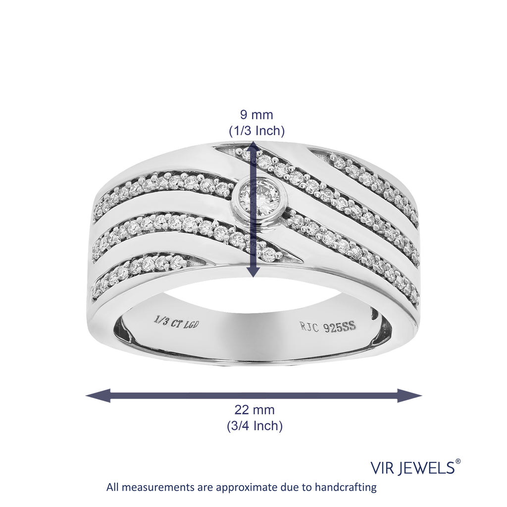 1/3 CTTW Lab Grown Diamond Wedding Band .925 Sterling Silver Size 7 X7376