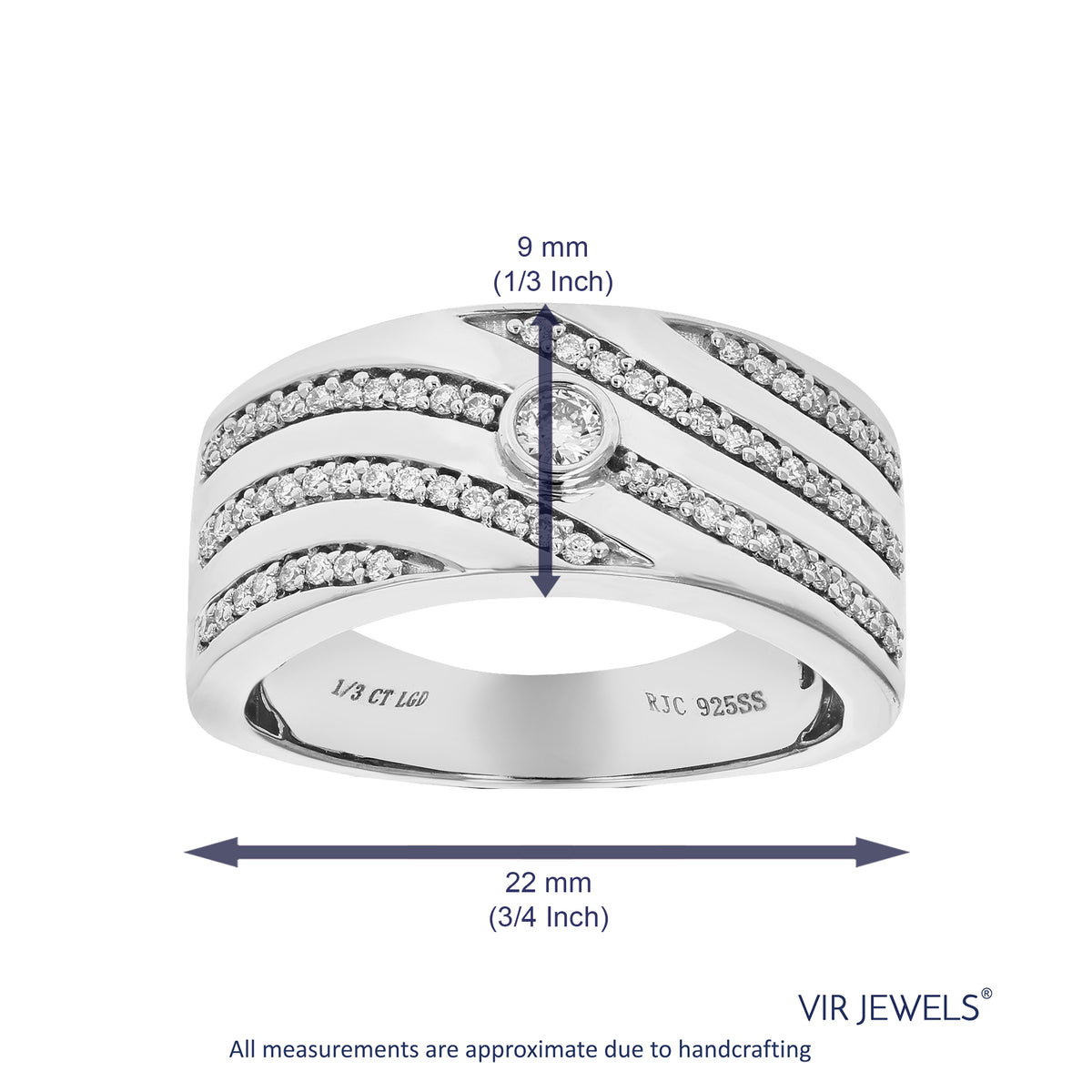 1/3 CTTW Lab Grown Diamond Wedding Band .925 Sterling Silver Size 7 X7376