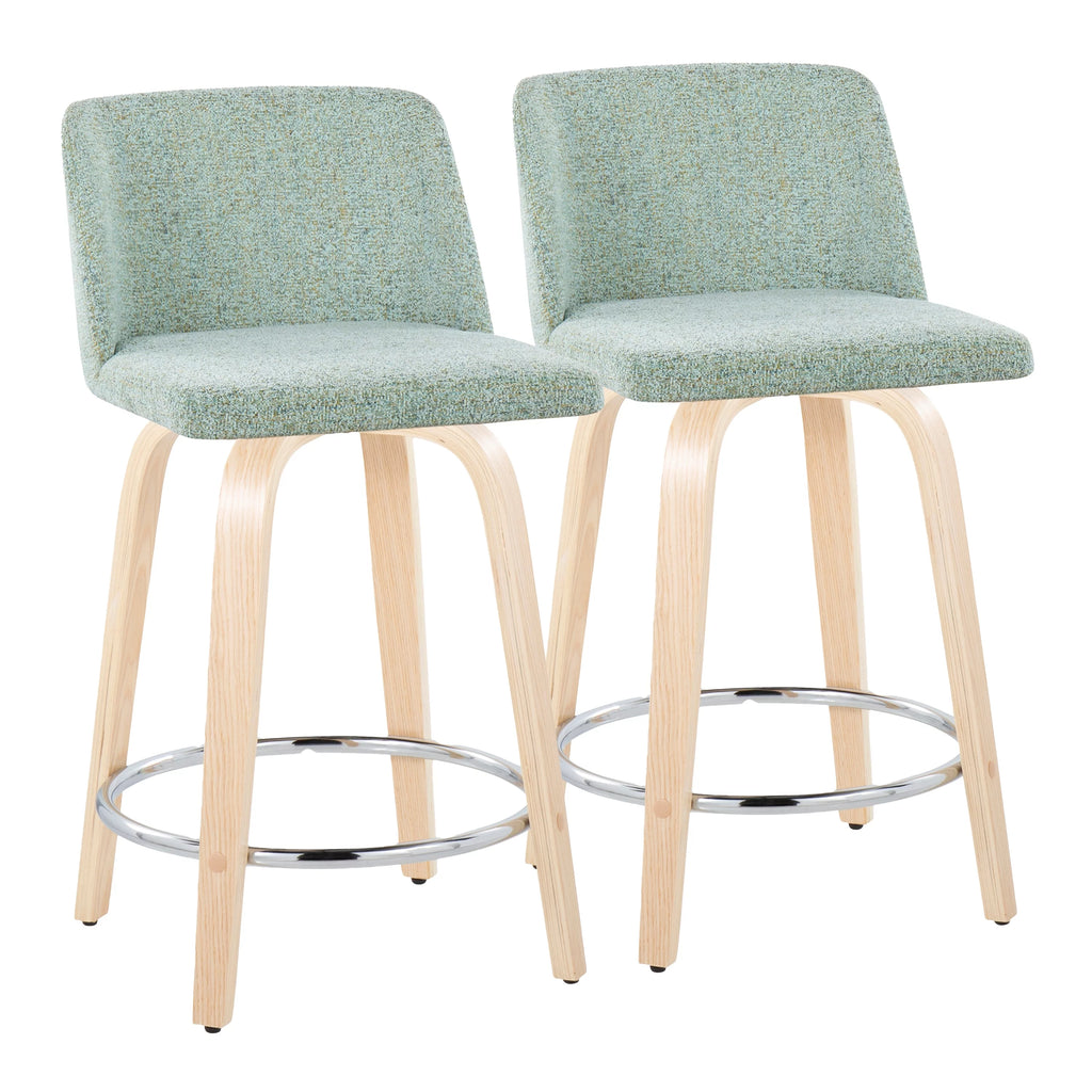 24" Counter Stool with Natural Wood Base, Set of 2 C913164
