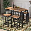 5 Piece Dining Table Set with 4 Chairs Dark Brown L285566