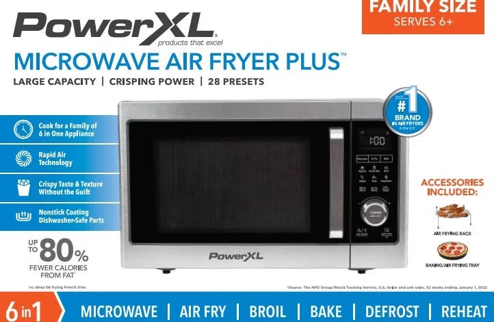 Stainless Steel / Black Microwave Air Fryer, 1cu. ft. L747