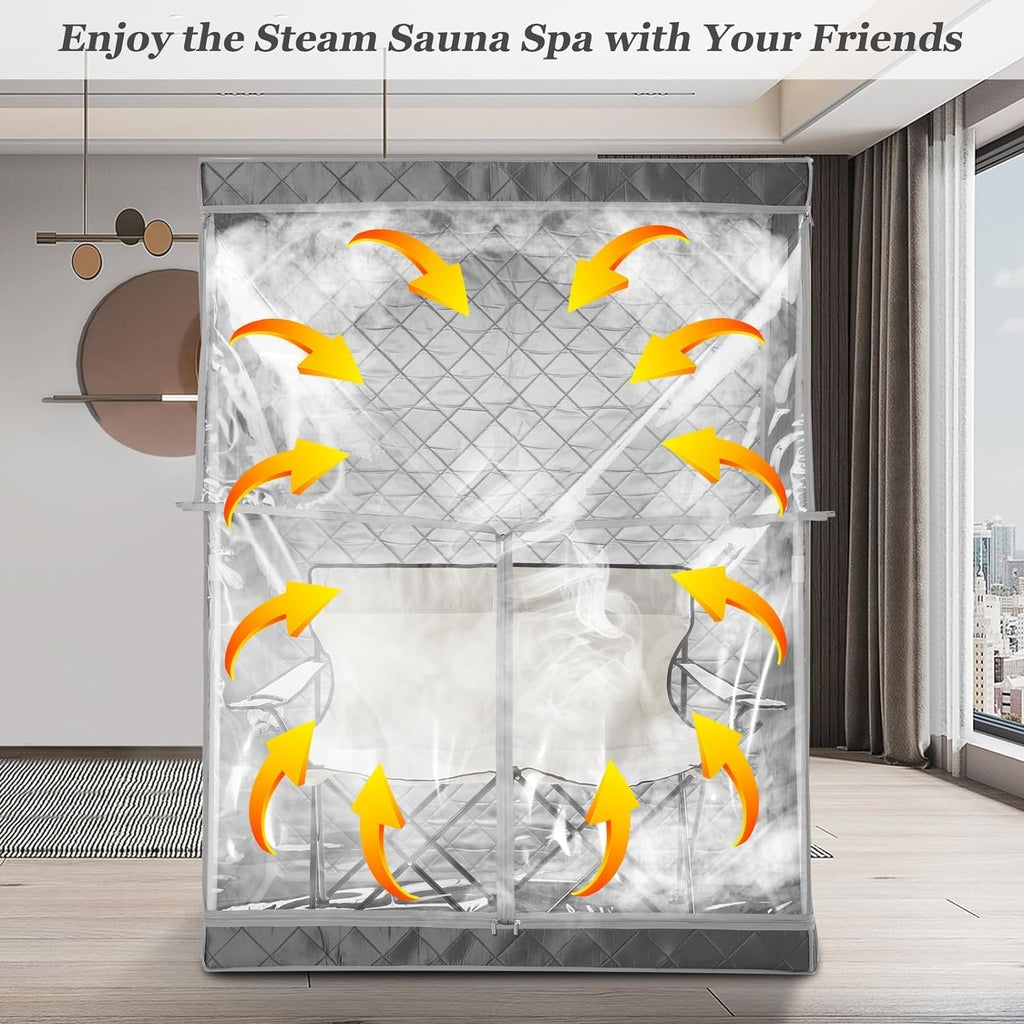 Full Size 2 Person Portable Steam Sauna Tent (Grey) O406144