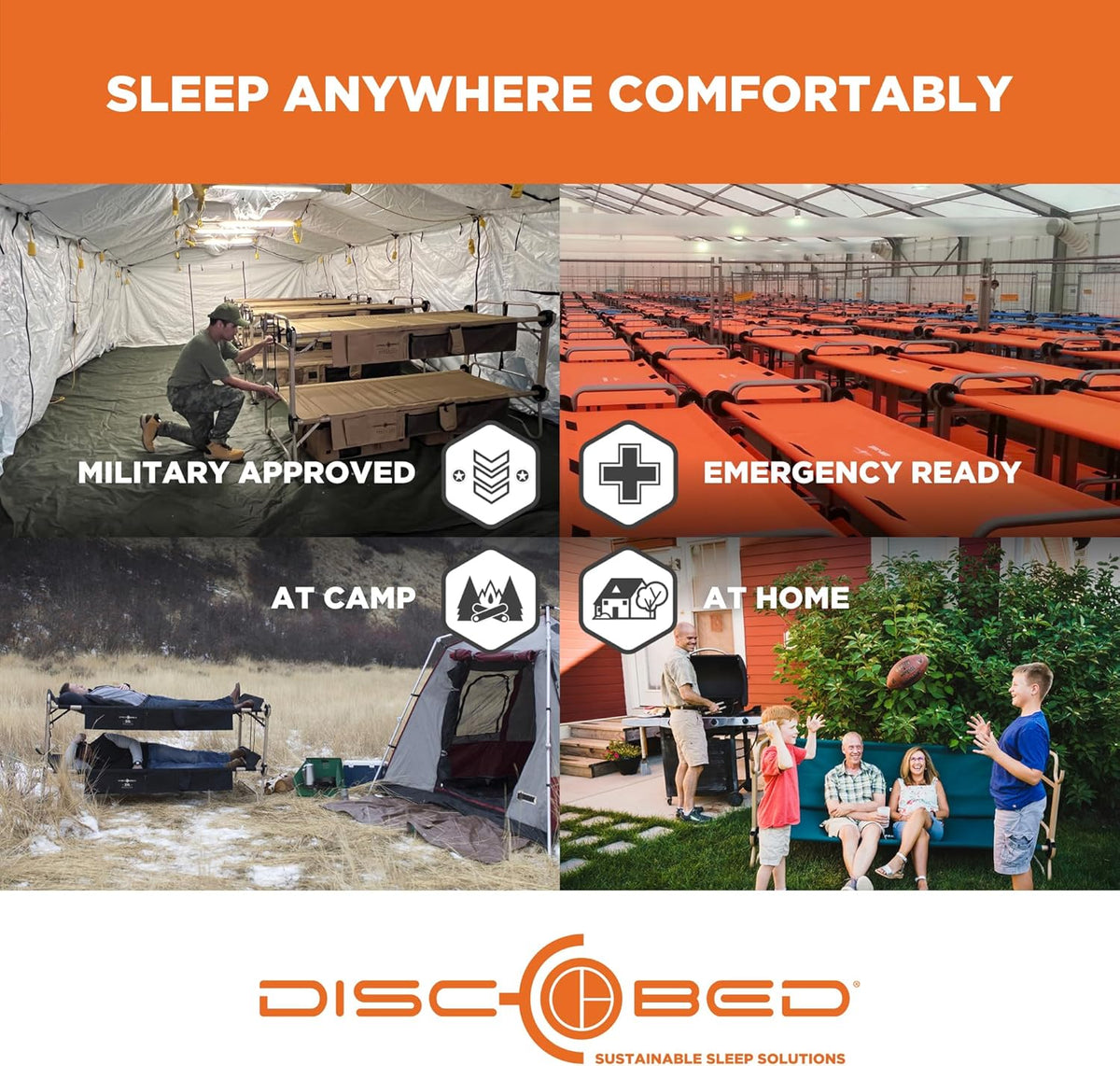 Black Outdoor Convertible 2 Person Camping Cot with 2 Side Organizers Q964