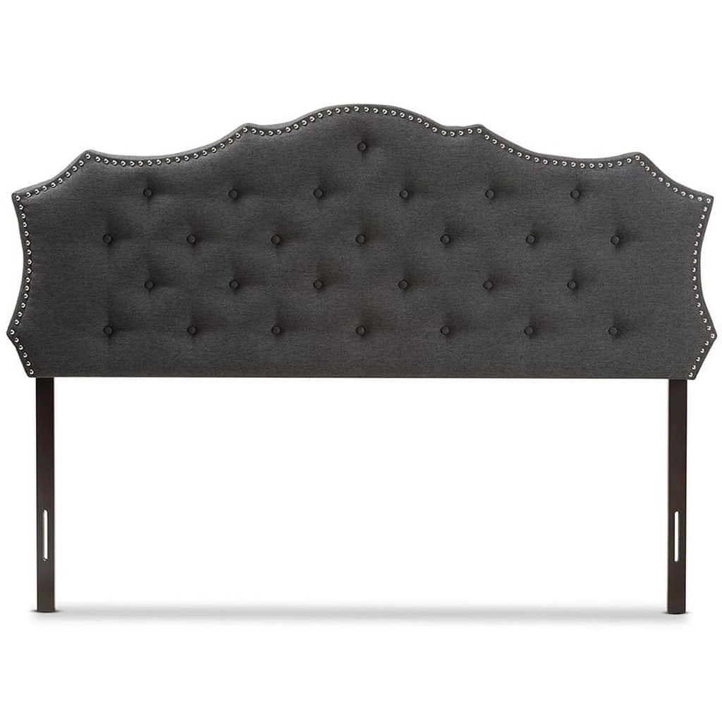 Gray Tufted Fabric King Panel Headboard V184