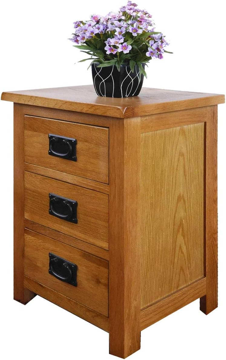 Oak Nightstand with Drawer, 3 Drawers Cabinet Board Nightstands L47228
