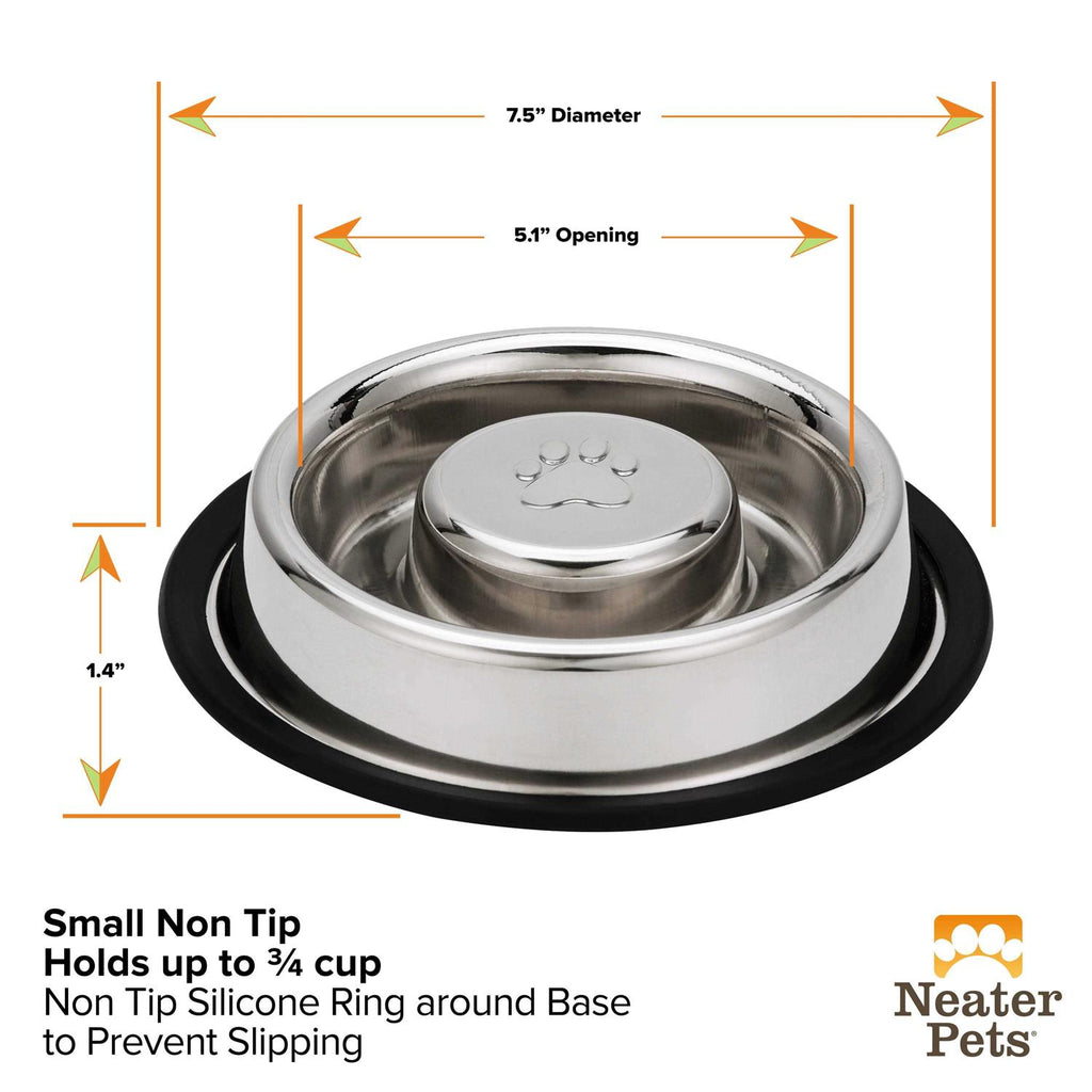 Stainless Steel Slow Feed Bowl Non-Tip & Non-Skid C491