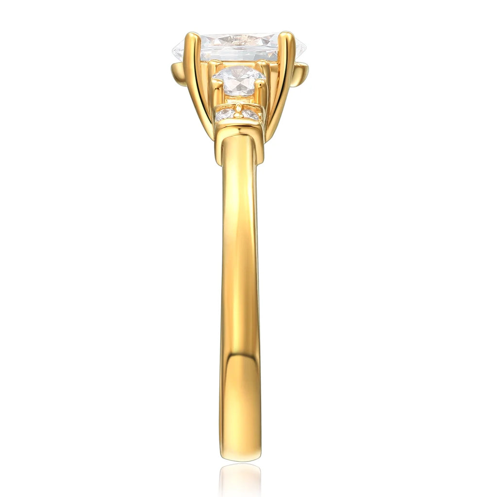 14k Yellow Gold CZ Oval Cut Three Stone Engagement Ring R688627