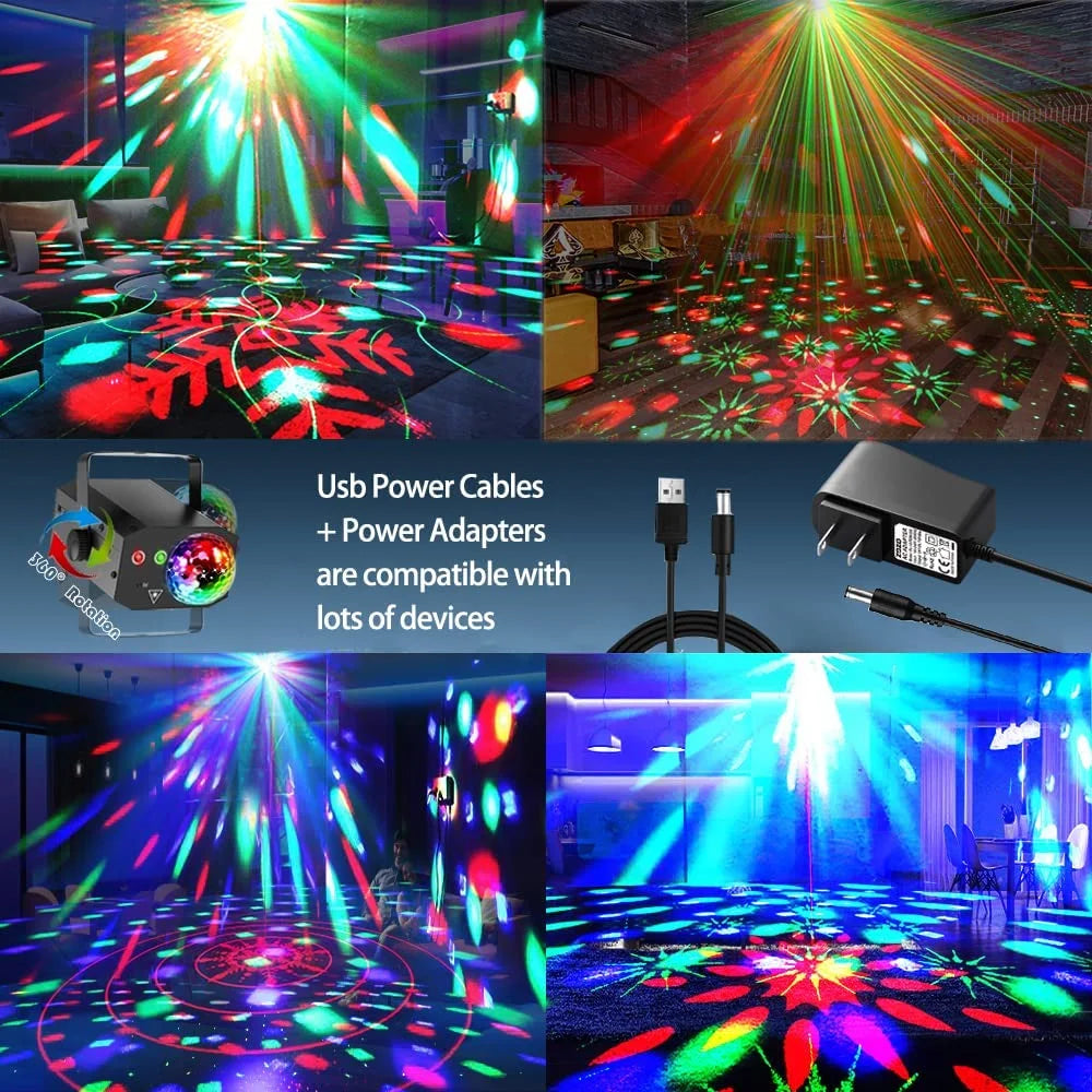 Sound Activated Black ABS Disco Ball Party Lights G501