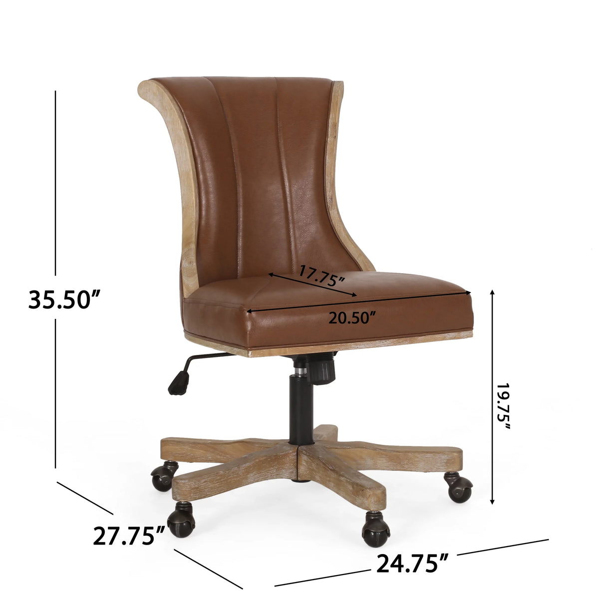 Cognac Brown Upholstered Swivel Office Chair C422