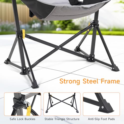 Black Oversized Hammock Camping Chair with Cup Holder E588