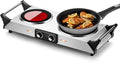 Silver Electric Double Burner Hot Plate with Handles U32190