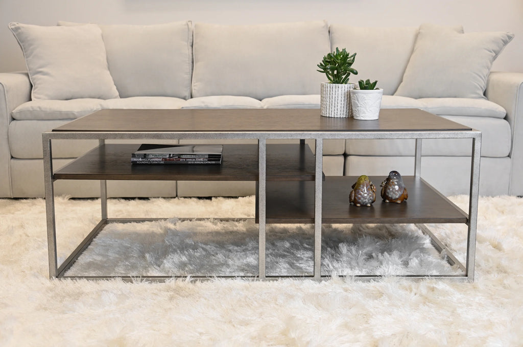 Wood Metal Coffee Table with Shelf H193