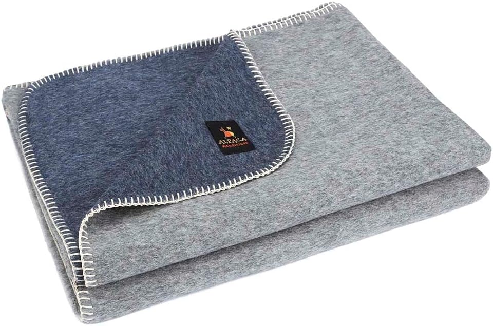 Twin Alpaca Wool Blanket in Orange - Dark Brown Stripes O891677