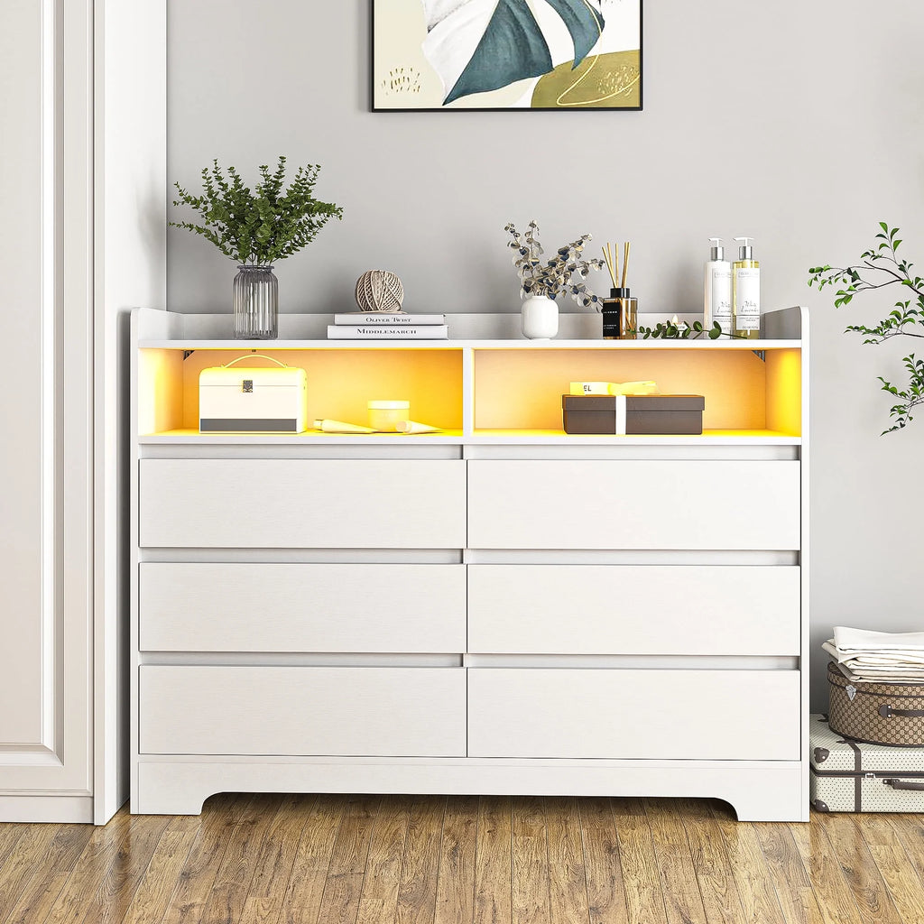 White 6 Drawer Dresser J785930