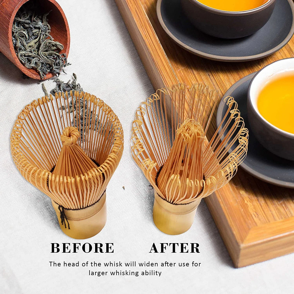 2x Bamboo Chasen Green Tea Whisk + Small Scoop + Tea Spoon D919567