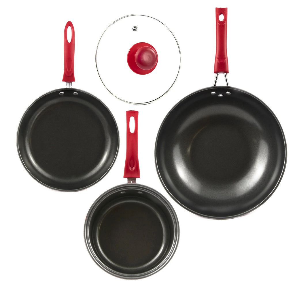 4-Piece Non-Stick Cookware Set in Red F125081