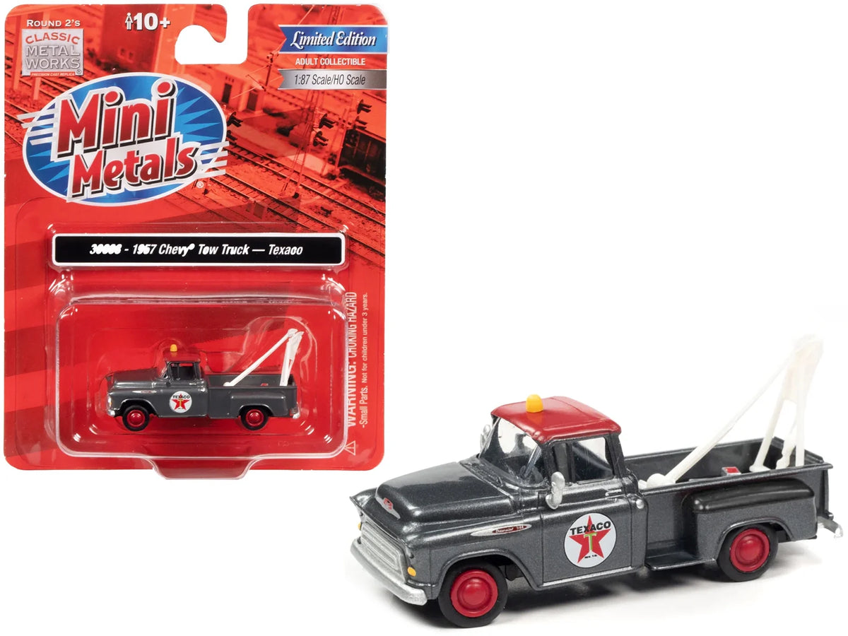 1957 Chevrolet Stepside Tow Truck Gray Metallic with Red Top 1/87 Scale Model Car R502