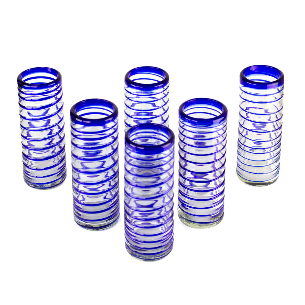 Cobalt Spiral Highball Glasses Set of 6 Q3614
