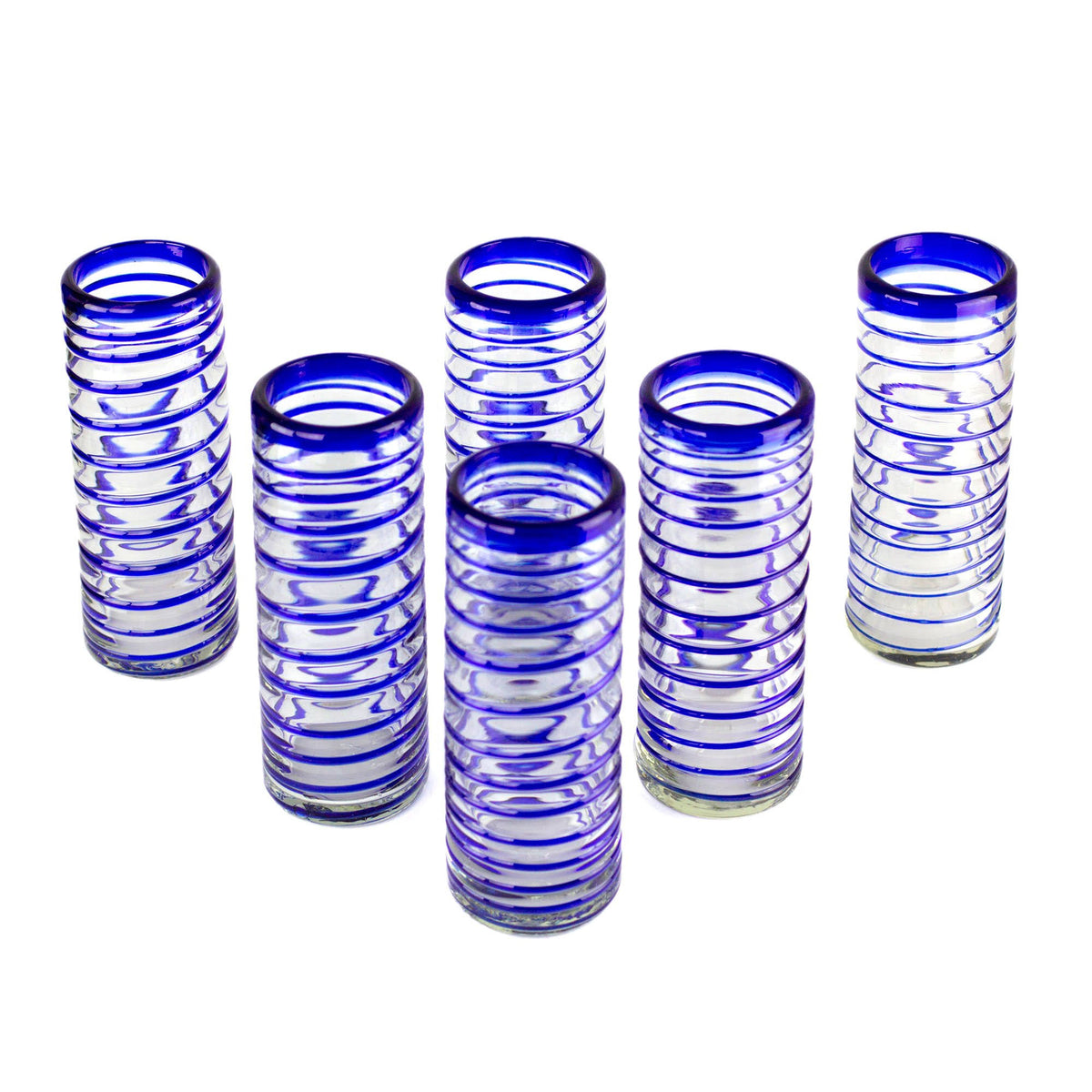 Cobalt Spiral Highball Glasses Set of 6 Q3614