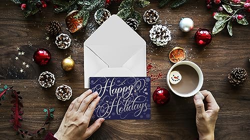 50 Pack Silver Foil Accents 5" x 7" High Gloss Christmas Cards with 50 Envelopes J53956