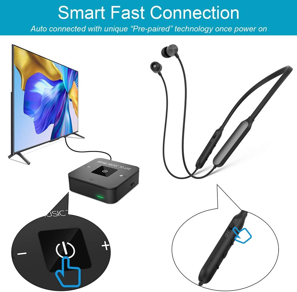 Wireless Headphones with Bluetooth Transmitter Adapter, Bluetooth 5.0 Rechargeable Earbuds Headset X9500