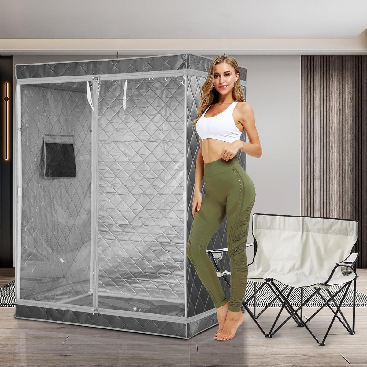 Full Size 2 Person Portable Steam Sauna Tent (Grey) O406144