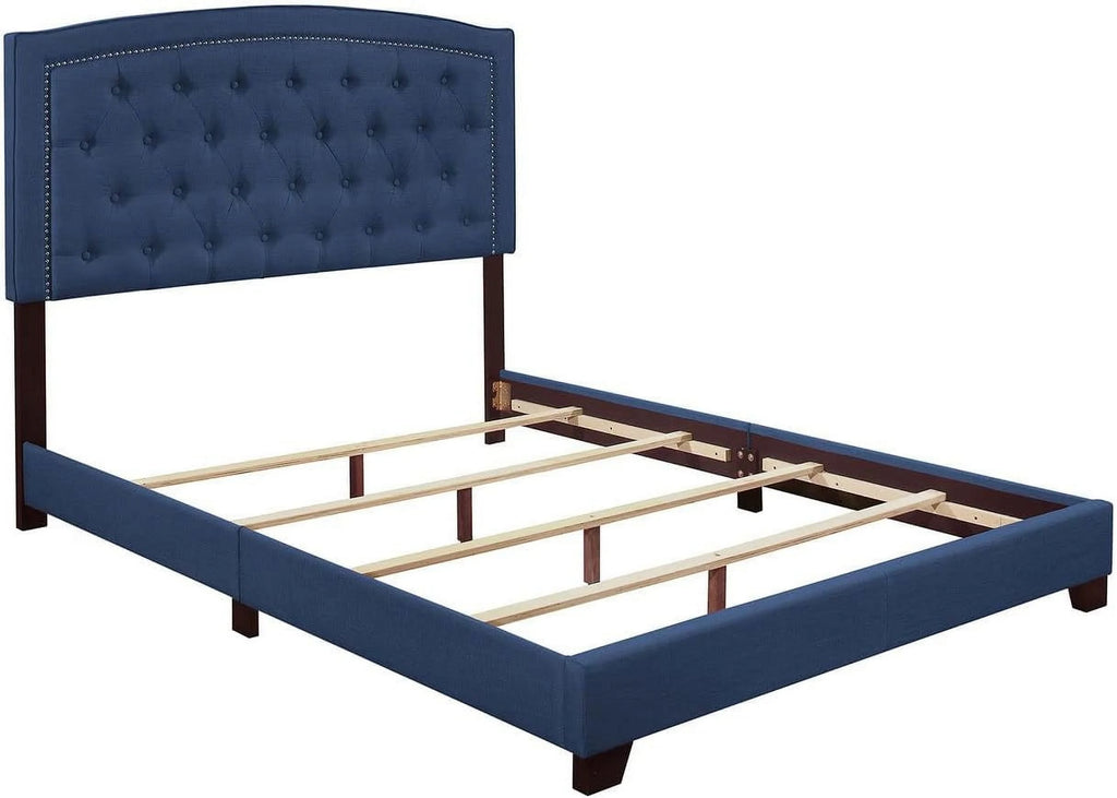Queen Size Blue Upholstered Bed Frame M632261