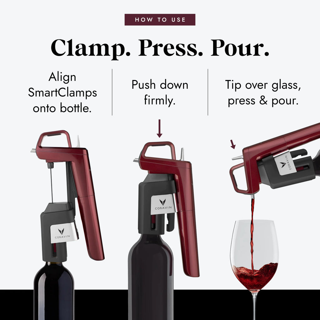 Burgundy Wine Preservation System with 3 Gas Capsules E853526