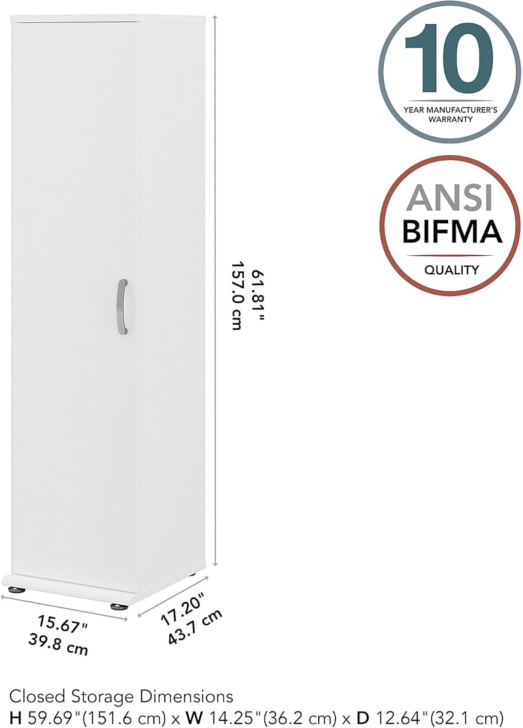 White Tall Narrow Storage Cabinet with Door and Shelves G6917