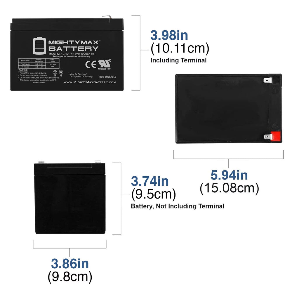 12V 12AH Compatible Battery 2 Pack Y868