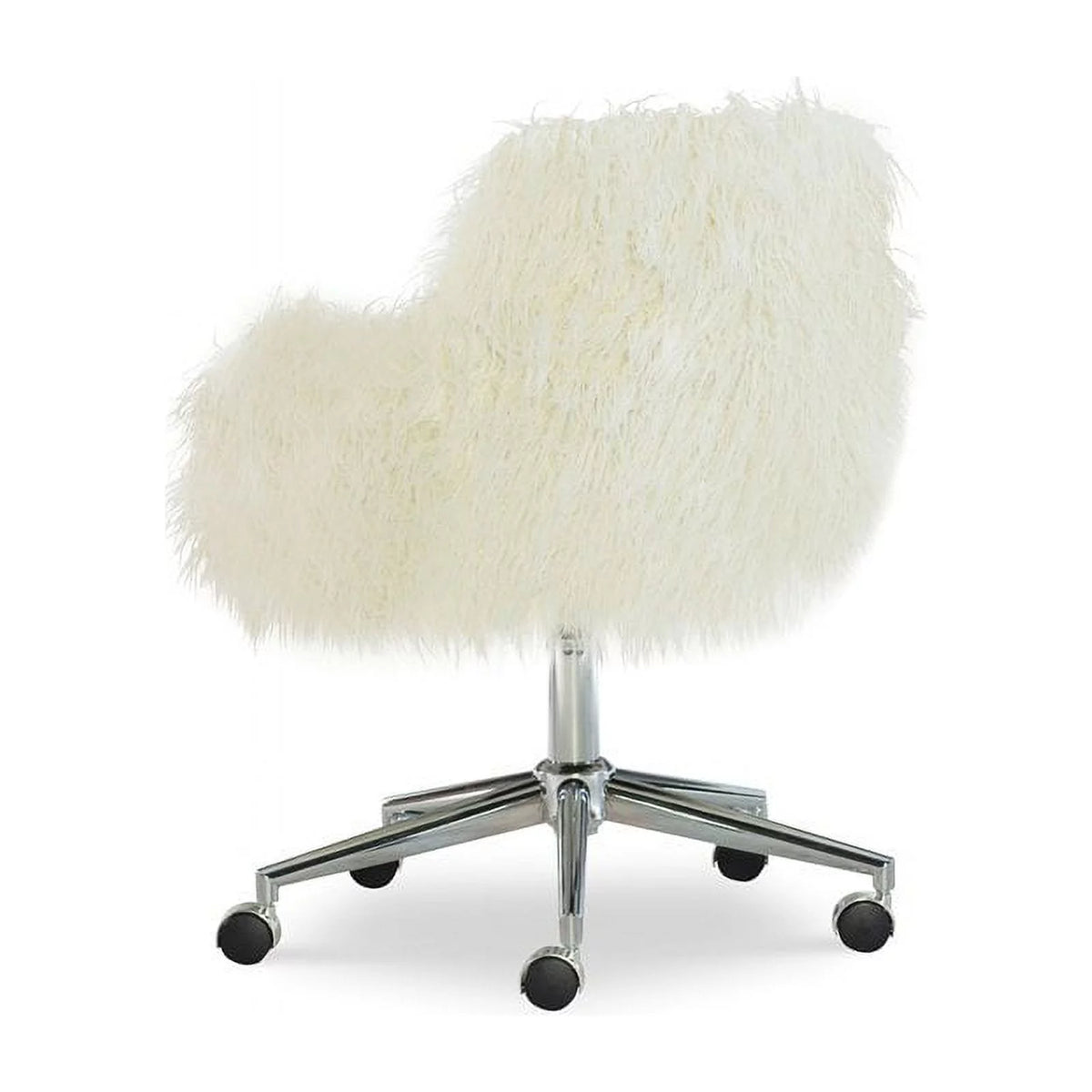 White Faux Fur Upholstered Office Chair P5508