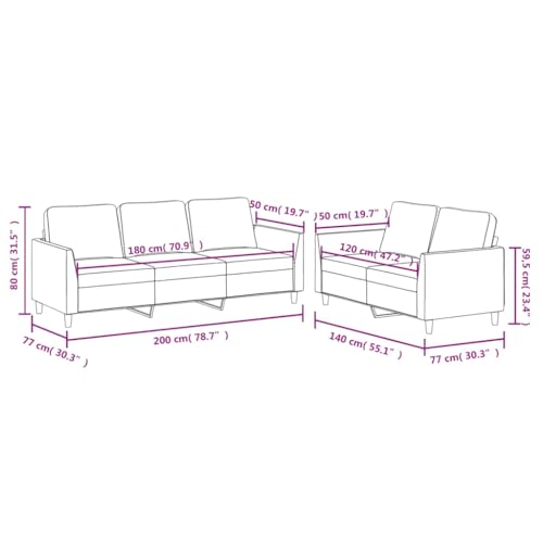2 Piece Black Faux Leather Sofa Set with Metal Frame A18905