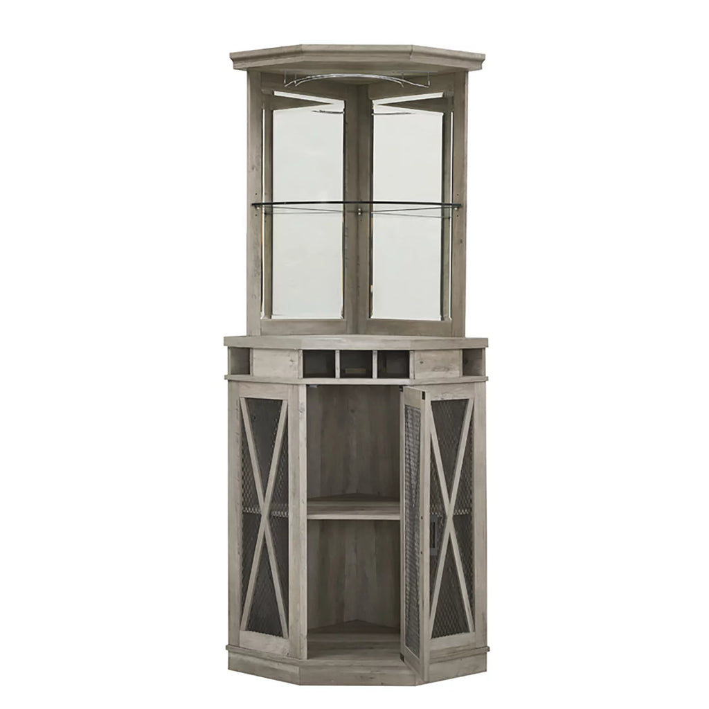 Stone Grey Corner Bar Unit with Wine Rack and Cabinet K4403
