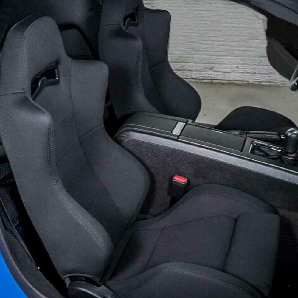 Racing Bucket Seats with Sliders Rails Red Stitch Black Cloth Set of 2 E877316