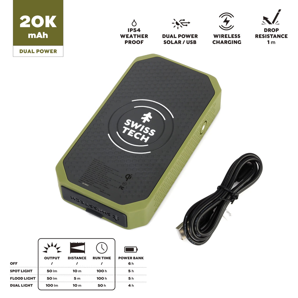 20000 mAh Wireless Power Bank with Flashlight and Charging Pad U947