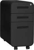 3-Drawer Mobile File Cabinet Black Grey F842071